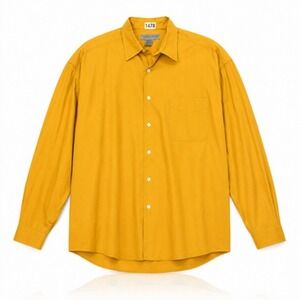 Vintage Le Collezioni Structure Shirt Mens Large Yellow Long Sleeve Button Up